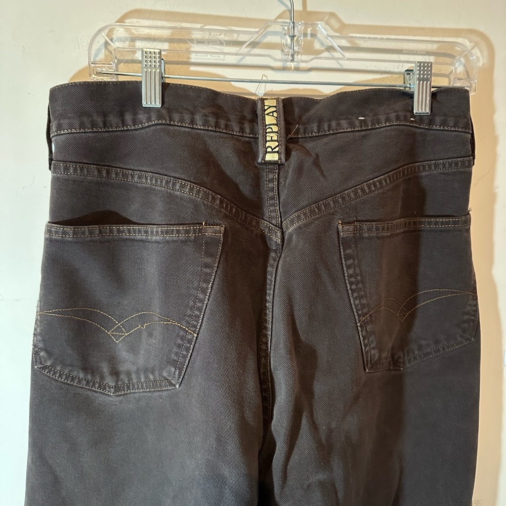 Replay 901 Regular Brown Button Fly Jeans Men's Size 34 VTG Straight Leg Denim - Picture 7 of 10